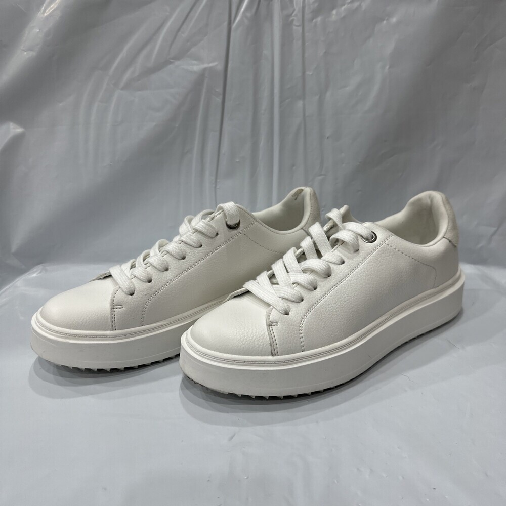 Steve Madden Sneaker Women's Size 7 White Leather Lace-Up Lifestyle Shoes EBS988